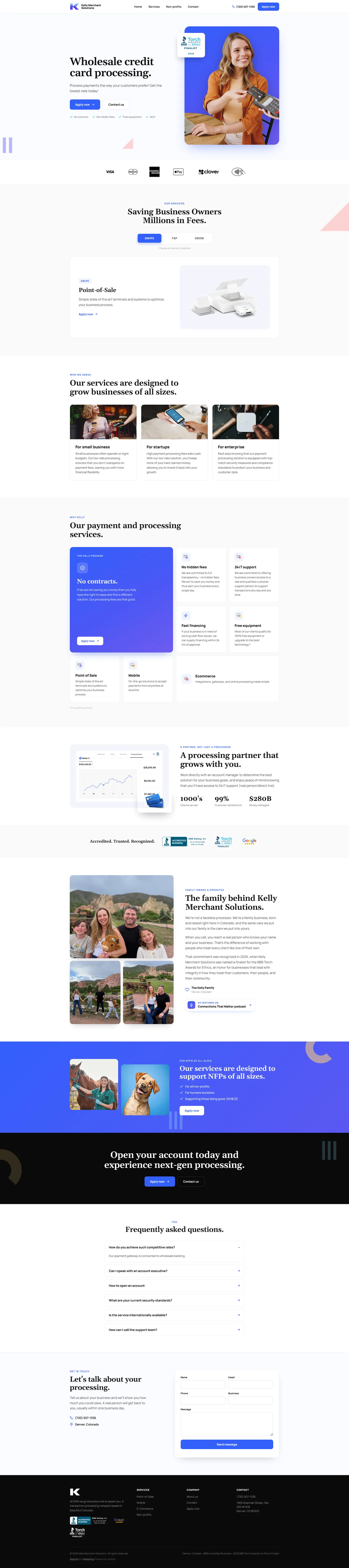Website for a family owned credit card processing company in Denver, Colorado