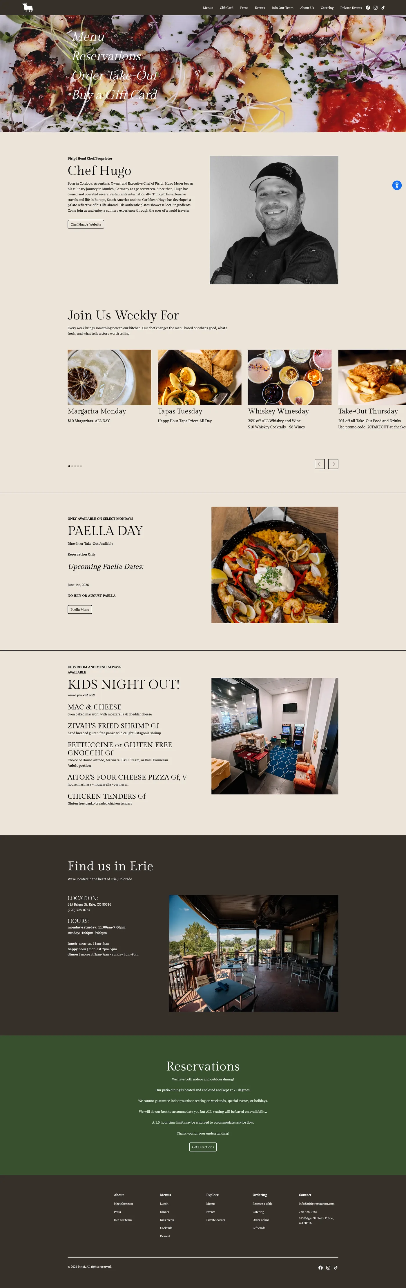 Marketing site for a local restaurant